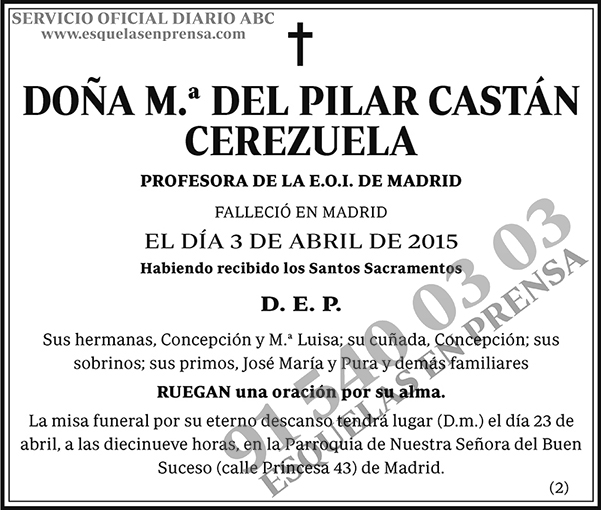 M.ª del Pilar Castán Cerezuela